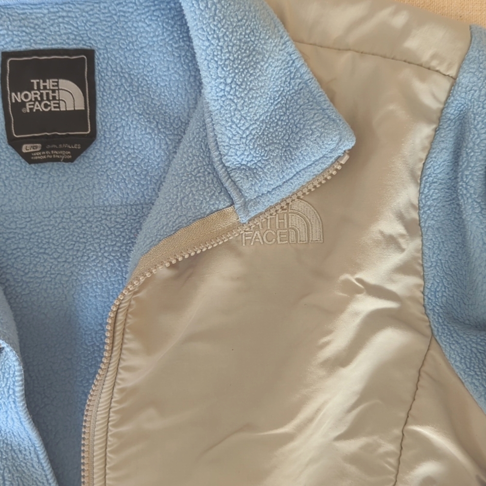 North Face Jacket Girls M 90s Polartec Fleece Vtg Full Zip Baby Blue Y2K Jacket